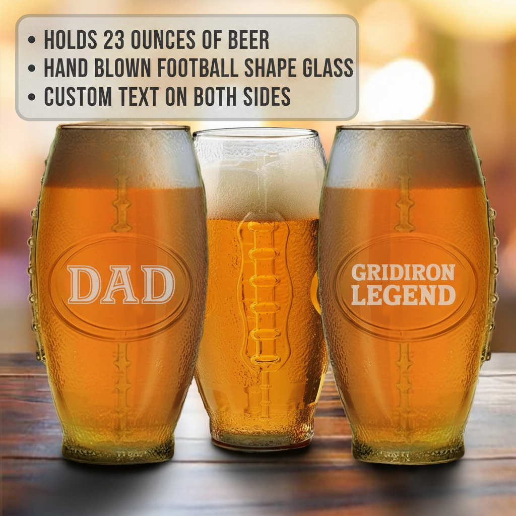 Gridiron Personalized Football Glass — features and details