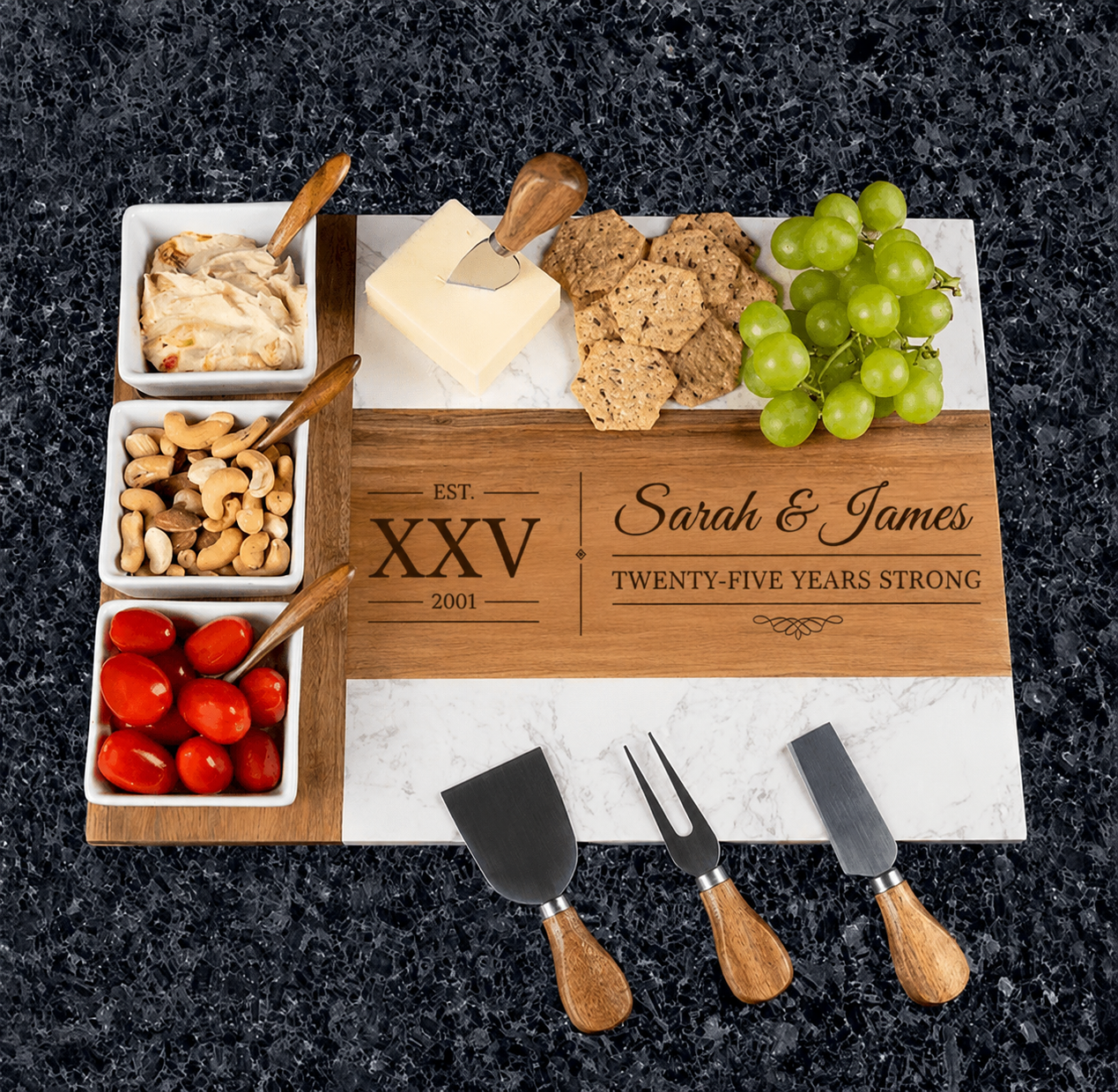 Silver Vow 25th Anniversary Charcuterie Board