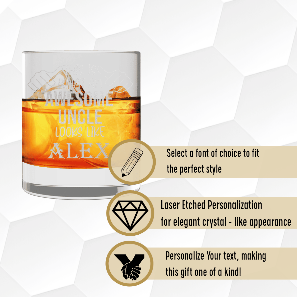 Unique Personalized Awesome Uncle Looks Like Whiskey Glass Customized Uncle Pint Glasses Gifts for Men by Groovy Guy
