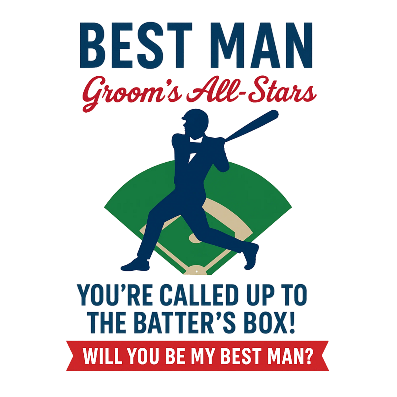 Baseball-themed groomsman proposal card with vintage design and rustic cardstock