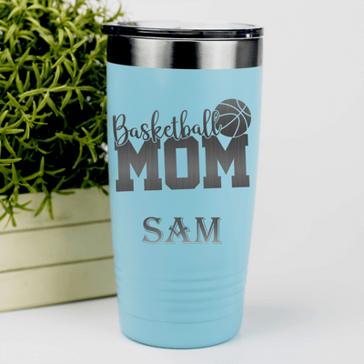 Teal Basketball Tumbler With Basketball Mom In Words Design
