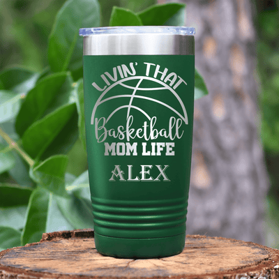 Green Basketball Tumbler With Basketball Moms Daily Grind Design