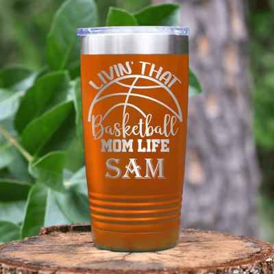 Orange Basketball Tumbler With Basketball Moms Daily Grind Design
