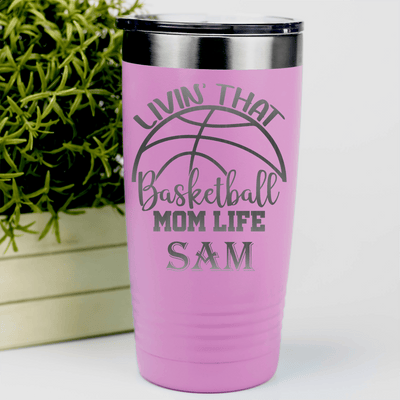Pink Basketball Tumbler With Basketball Moms Daily Grind Design