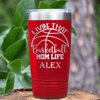 Red Basketball Tumbler With Basketball Moms Daily Grind Design
