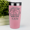 Salmon Basketball Tumbler With Basketball Moms Daily Grind Design