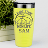 Yellow Basketball Tumbler With Basketball Moms Daily Grind Design