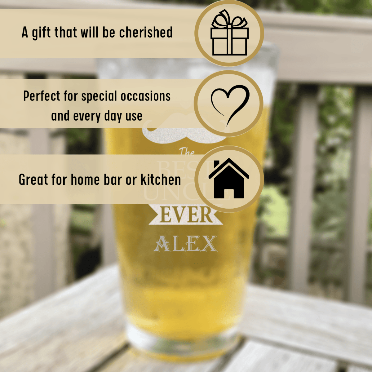 Unique Personalized Best Uncle Ever Pint Glass Customized Uncle Pint Glasses Gifts for Men by Groovy Guy