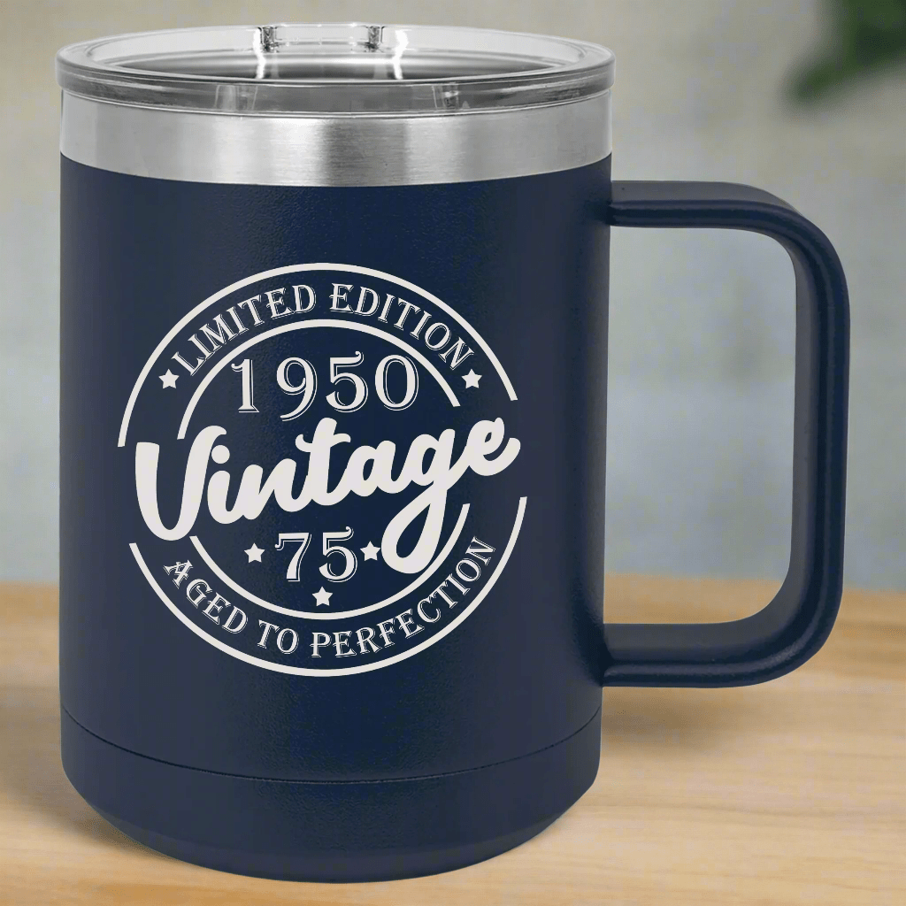 Unique Personalized Vintage Birthday Coffee Tumbler Customized Gifts for Men by Groovy Guy