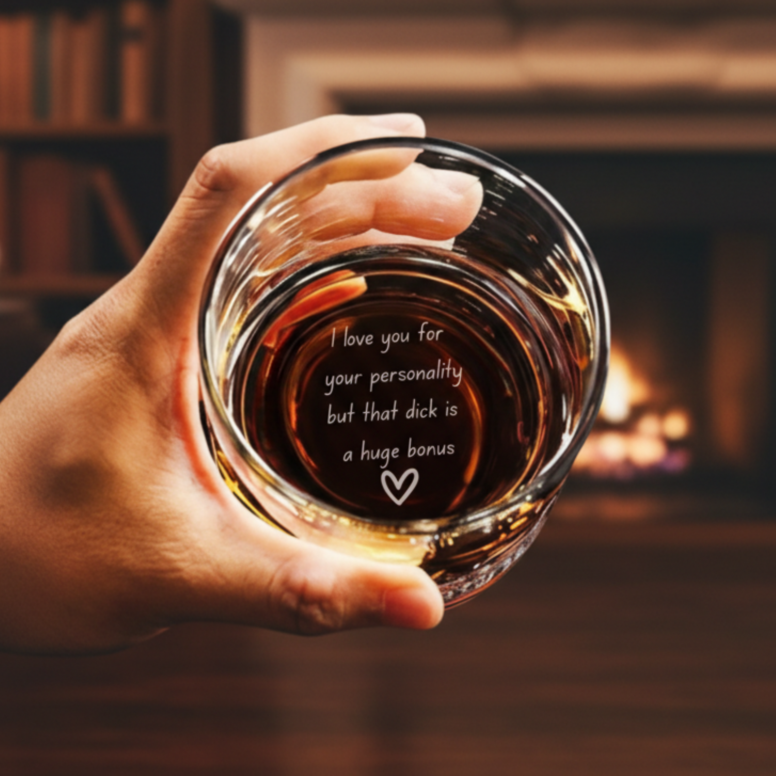 Sexy Whiskey Glass with Hidden Message. Romantic Valentine's Day Gift for Him