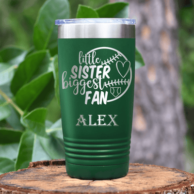 Green Baseball Tumbler With Cheering From The Sidelines Sister Design