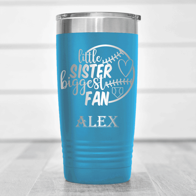 Light Blue Baseball Tumbler With Cheering From The Sidelines Sister Design