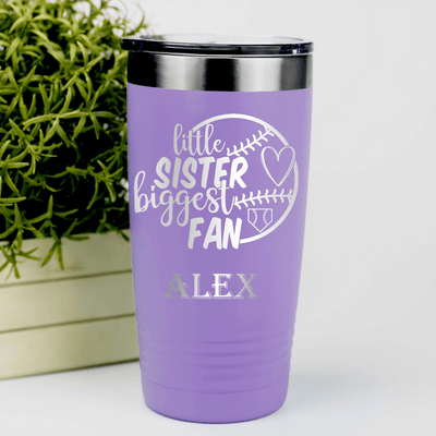 Light Purple Baseball Tumbler With Cheering From The Sidelines Sister Design