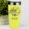 Yellow Baseball Tumbler With Cheering From The Sidelines Sister Design