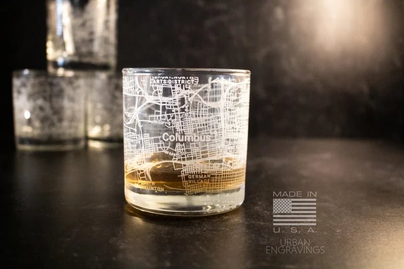 Unique Personalized City Map Rocks Glass Customized Whiskey Glass Gifts for Men by Groovy Guy