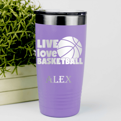 Light Purple Basketball Tumbler With Court Love Affair Design