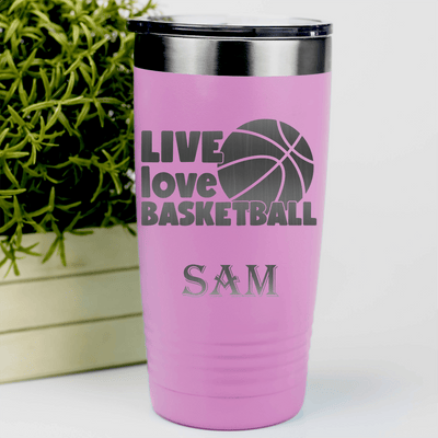 Pink Basketball Tumbler With Court Love Affair Design