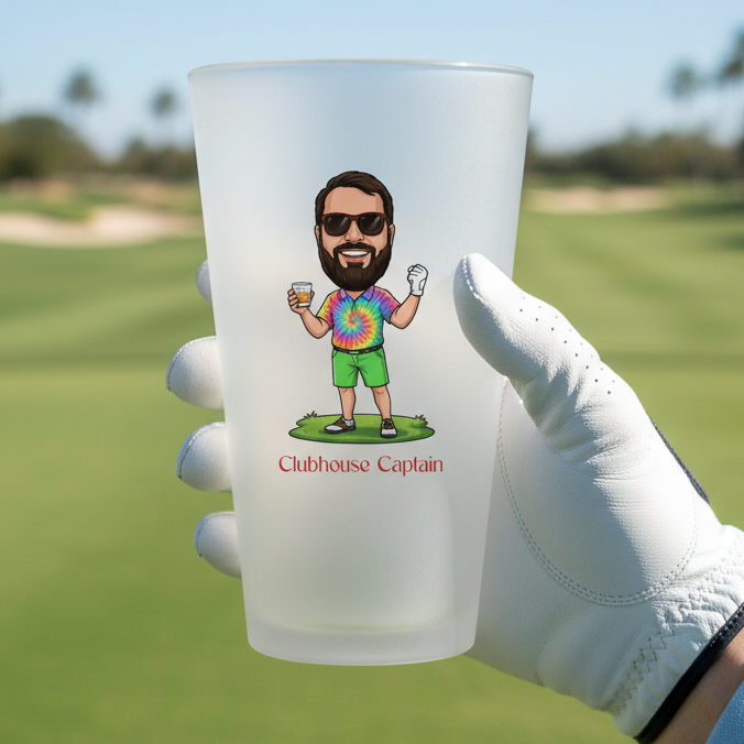 Cartoon Caddie Pint Glass