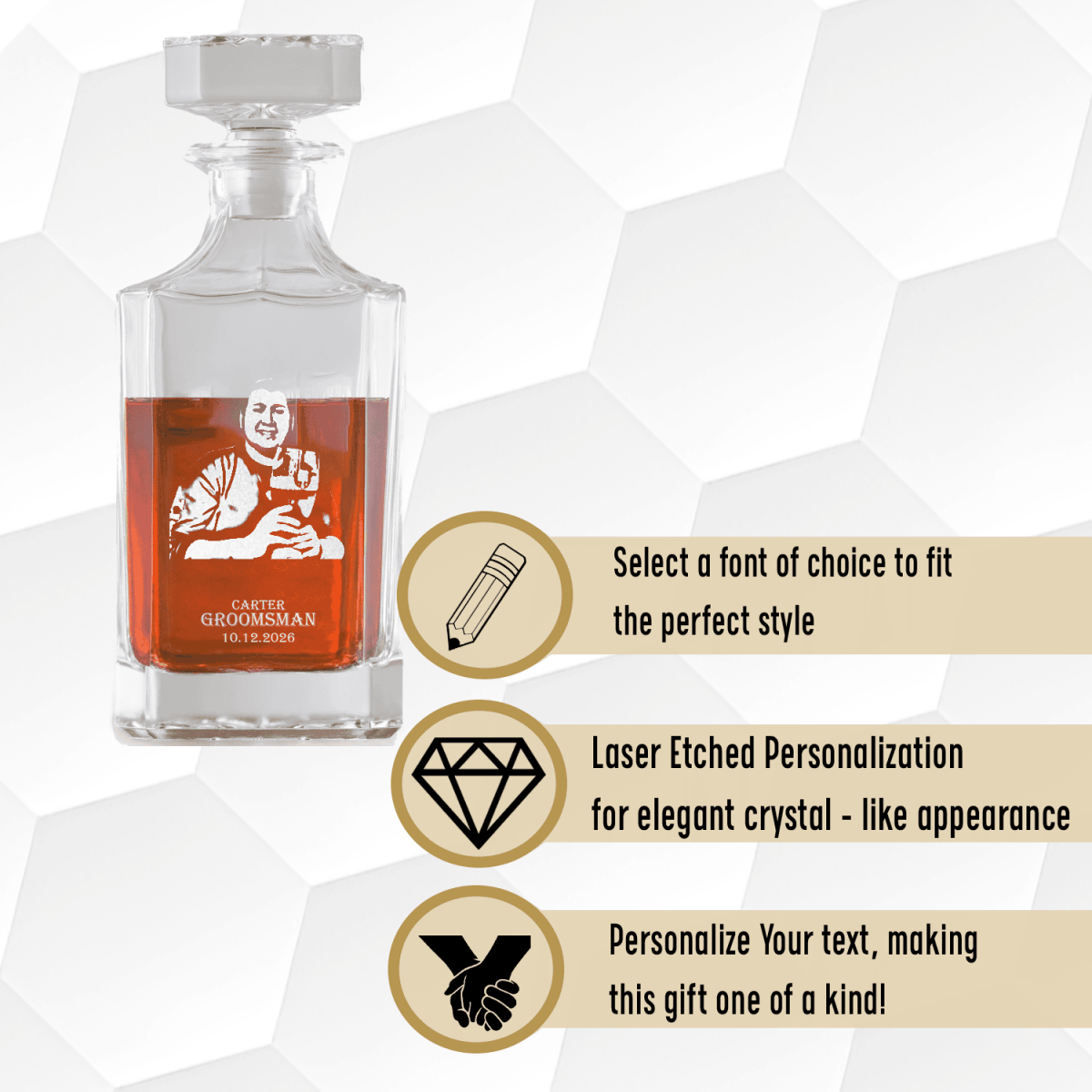 Groomsman Whiskey Decanter With Custom Groomsman Design