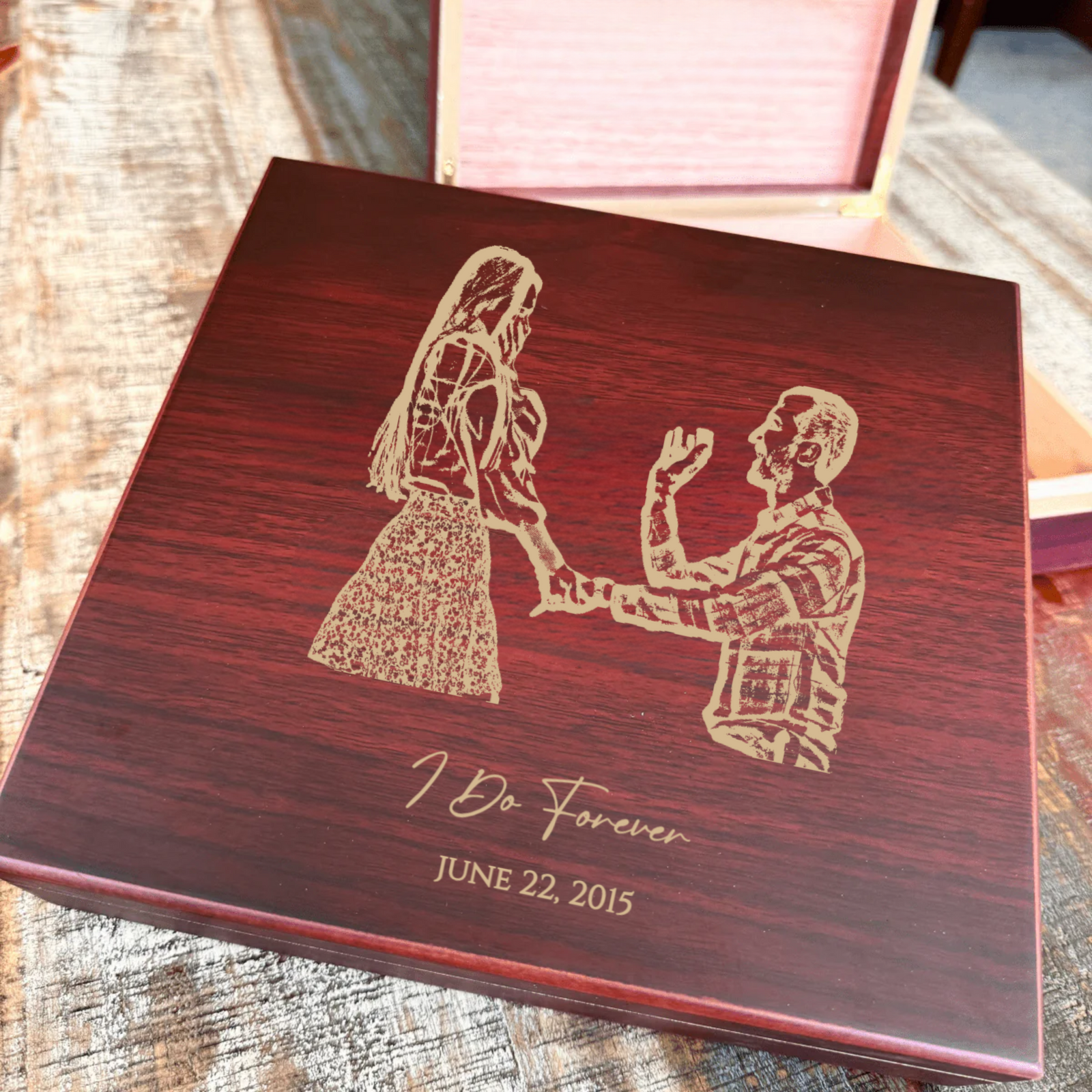 Custom Engraved Wooden Memory Box with Photo – Gift for Him