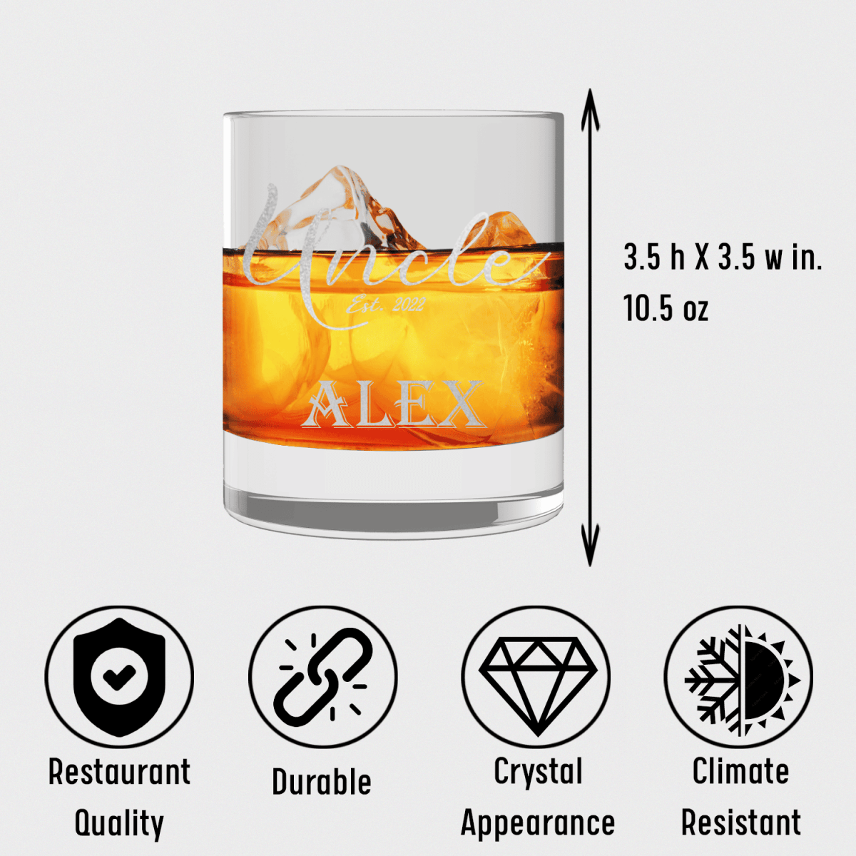 Unique Personalized Establish Uncle Whiskey Glass Customized Uncle Pint Glasses Gifts for Men by Groovy Guy