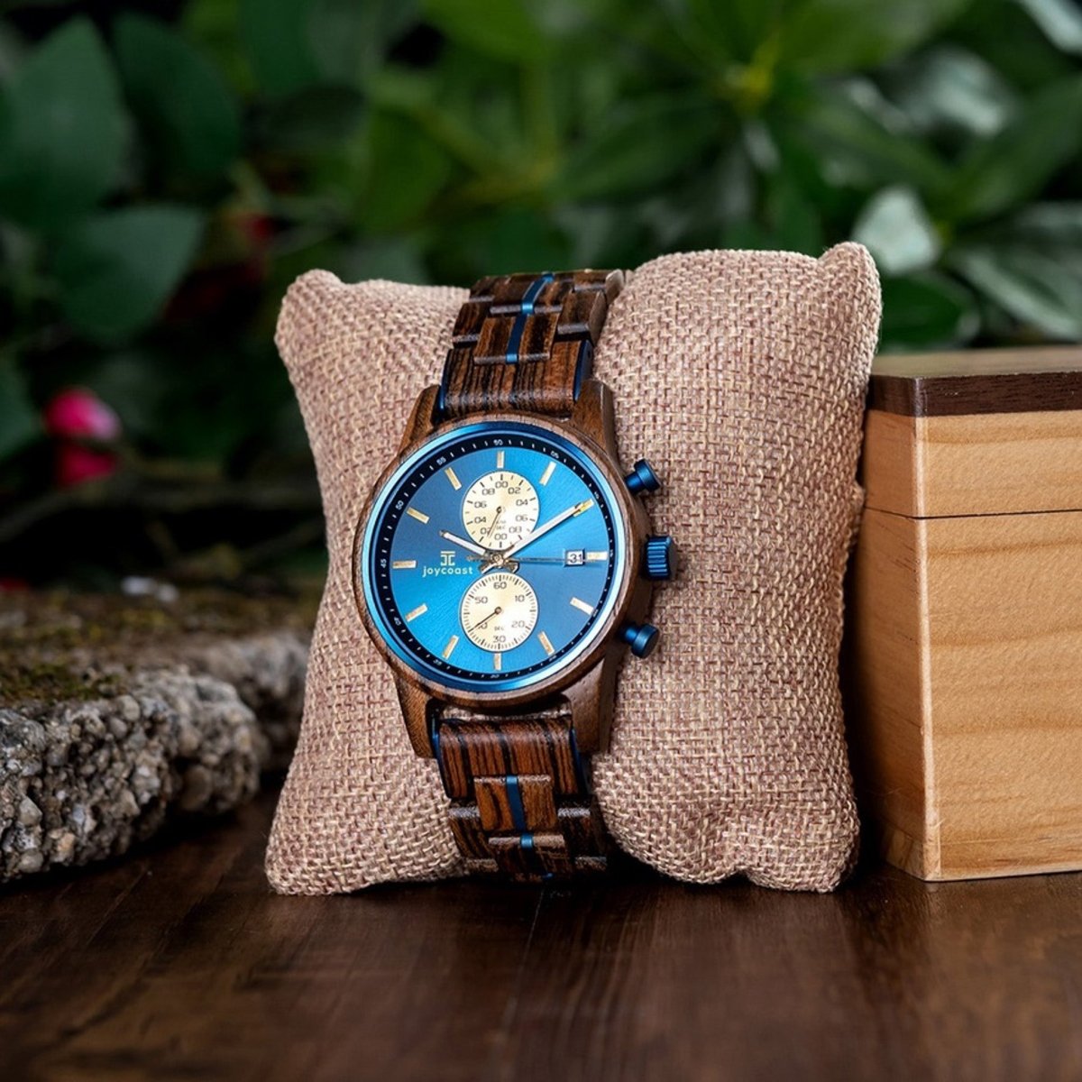 Unique Personalized Aries | Zebrawood Chronograph Customized Wooden Watch Gifts for Men by Groovy Guy