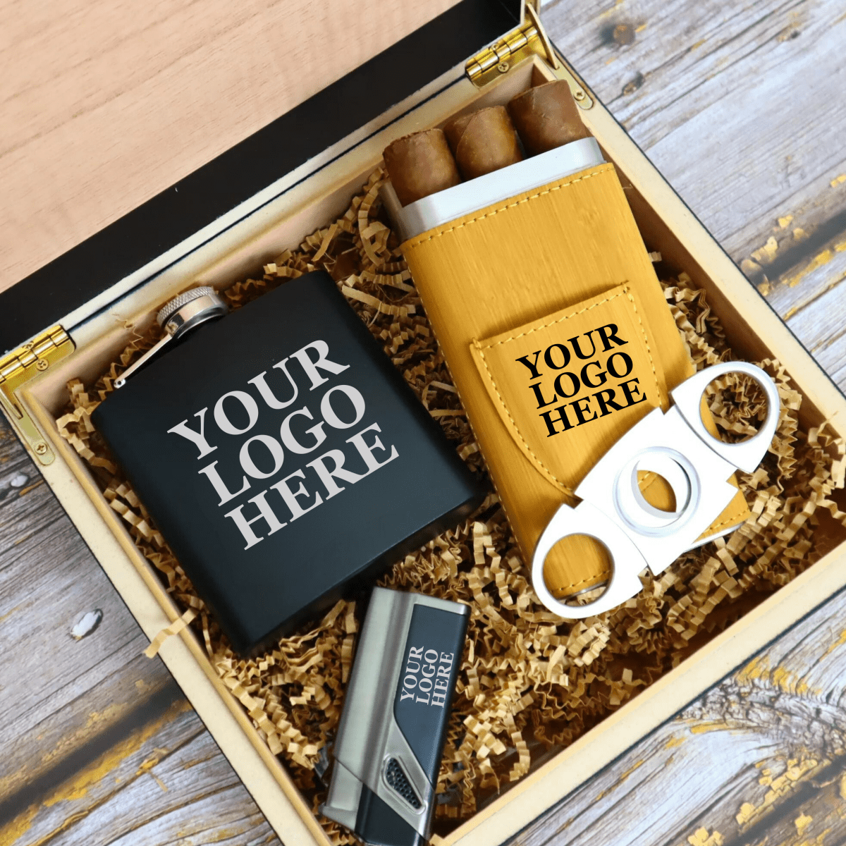 Unique Personalized Custom Logo Cigar Set Customized Gift Sets Gifts for Men by Groovy Guy