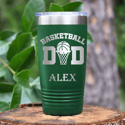 Green Basketball Tumbler With Father Of The Court Design