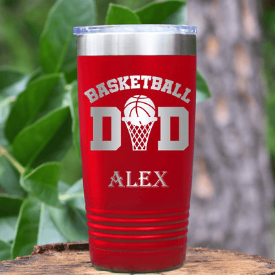 Red Basketball Tumbler With Father Of The Court Design