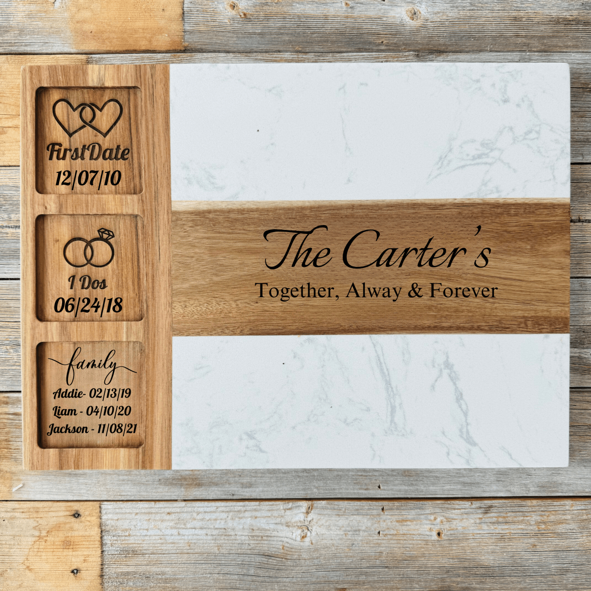 Unique Personalized Love's Journey Serving Board Customized Anniversary Gifts for Men by Groovy Guy