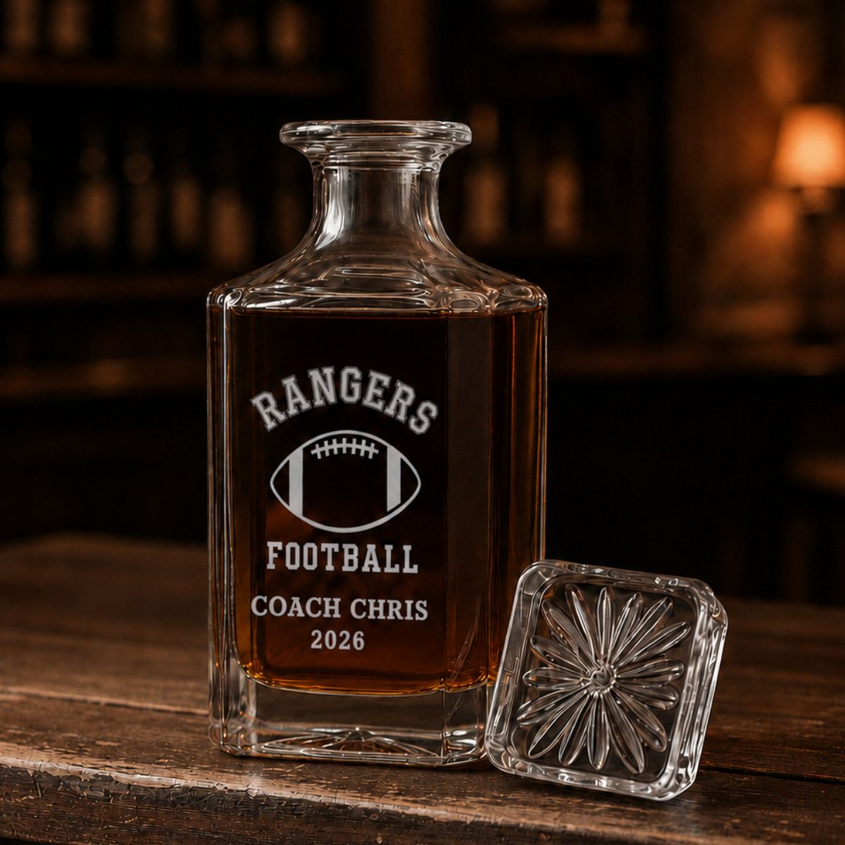 Unique Personalized Football Coach Decanter Customized Football Gifts for Men by Groovy Guy
