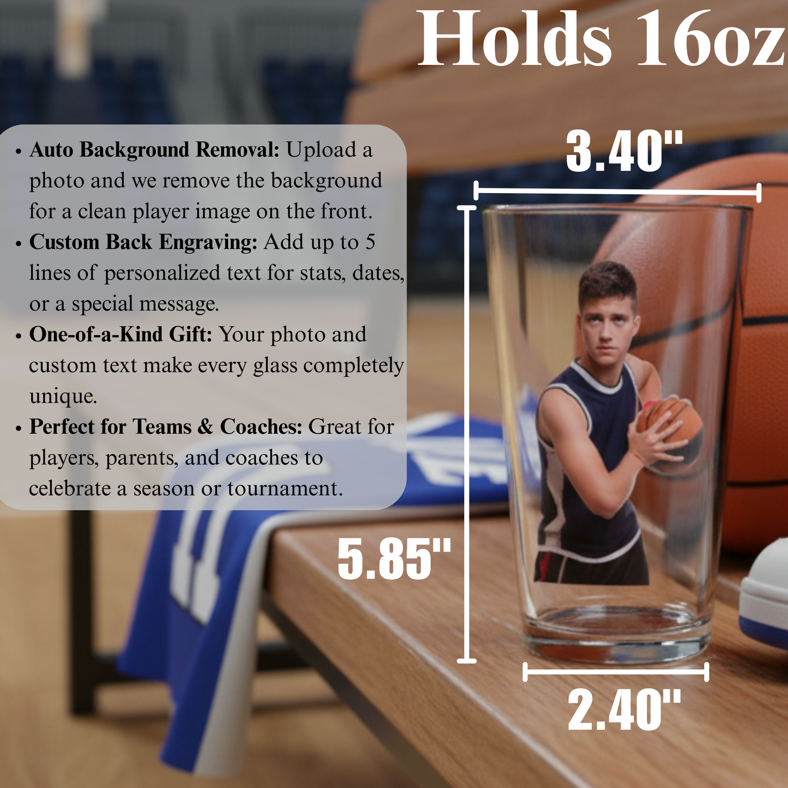 Custom Sports Photo Pint Glass