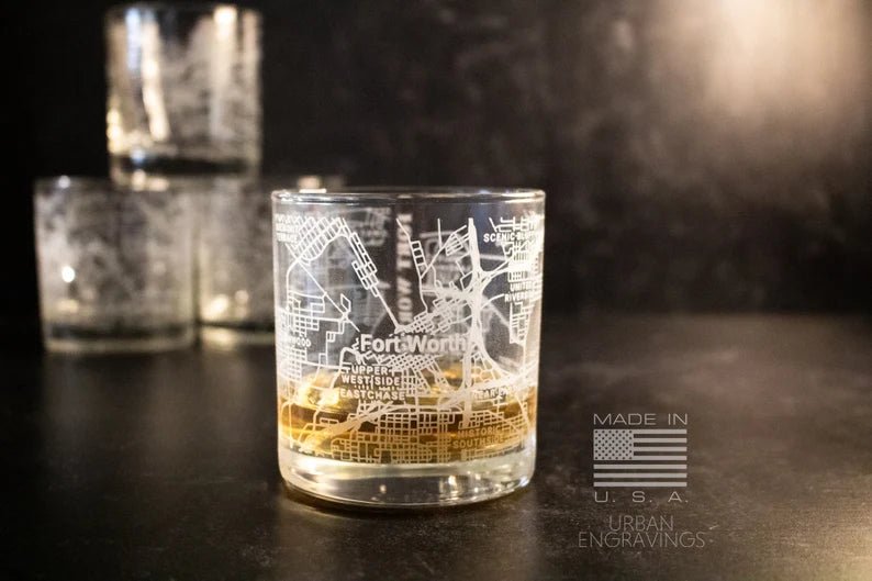 Unique Personalized City Map Rocks Glass Customized Whiskey Glass Gifts for Men by Groovy Guy