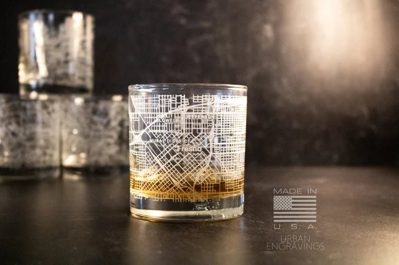 Unique Personalized City Map Rocks Glass Customized Whiskey Glass Gifts for Men by Groovy Guy