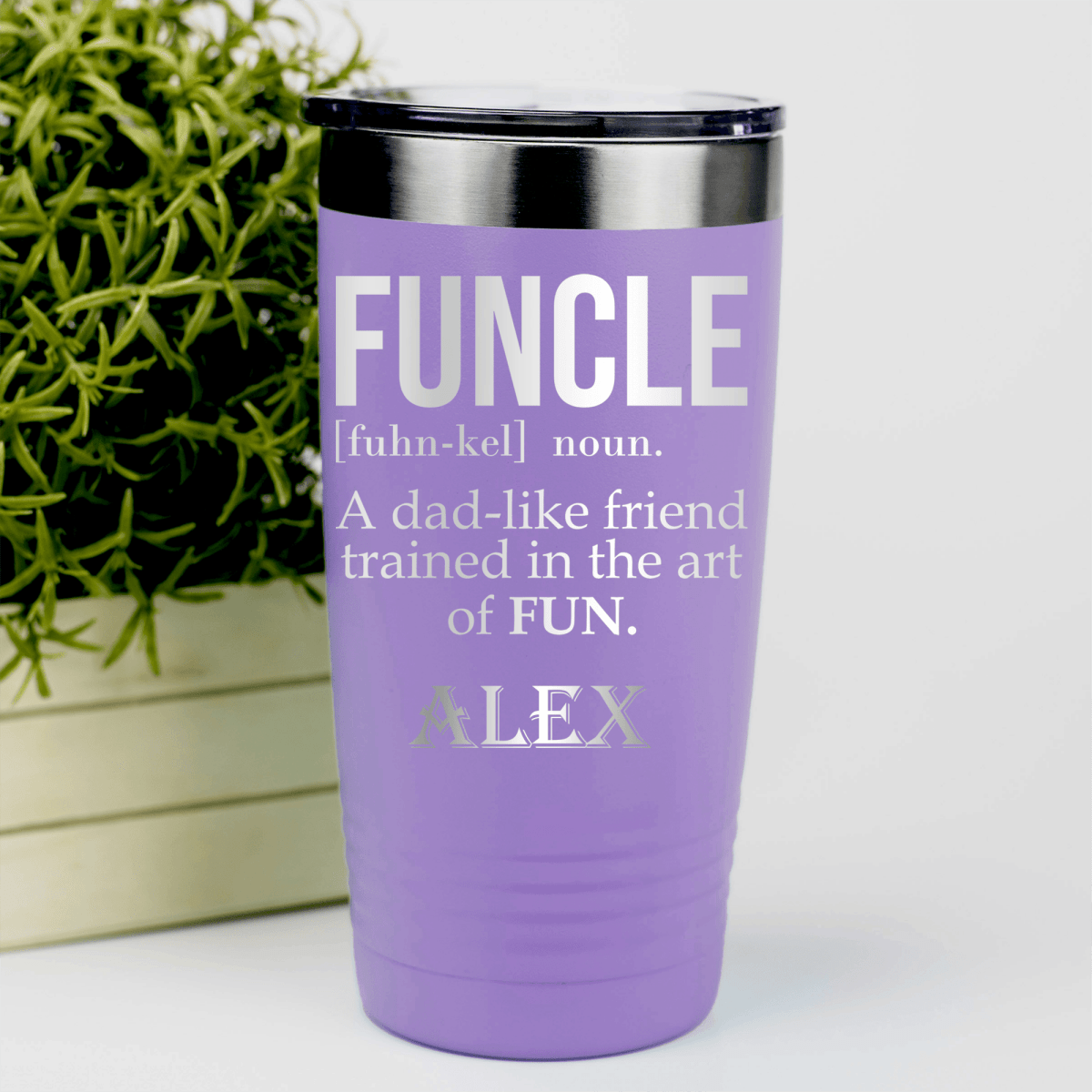 Light Purple Uncle Tumbler With Funcle Uncle Design
