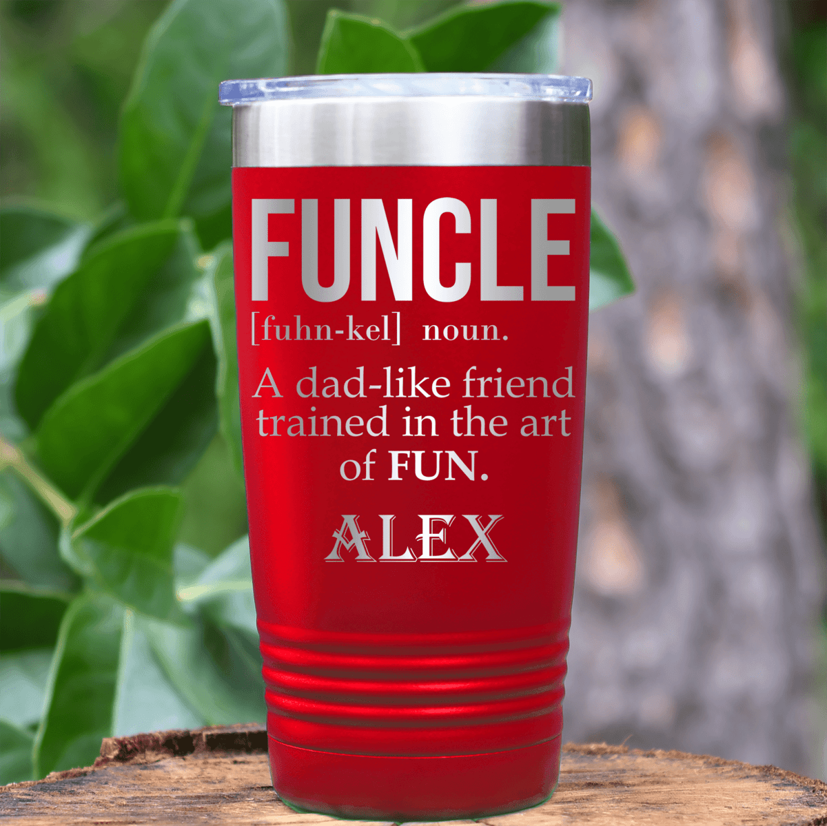 Red Uncle Tumbler With Funcle Uncle Design