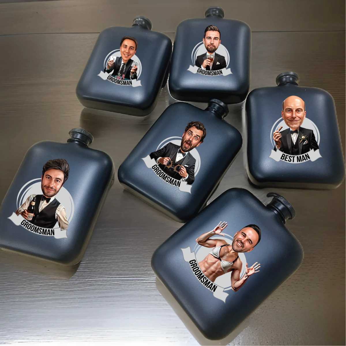 Unique Personalized Groomsmen Grins Flask Customized Groomsmen Gifts Gifts for Men by Groovy Guy