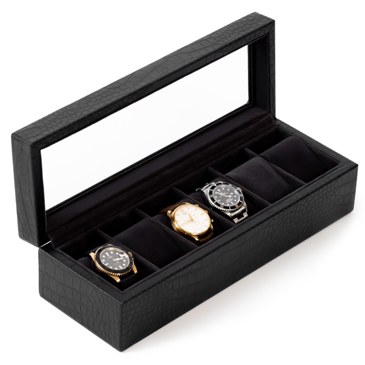 Unique Personalized Faux Crocodile Watch Box - 6 Slot Customized watch box Gifts for Men by Groovy Guy