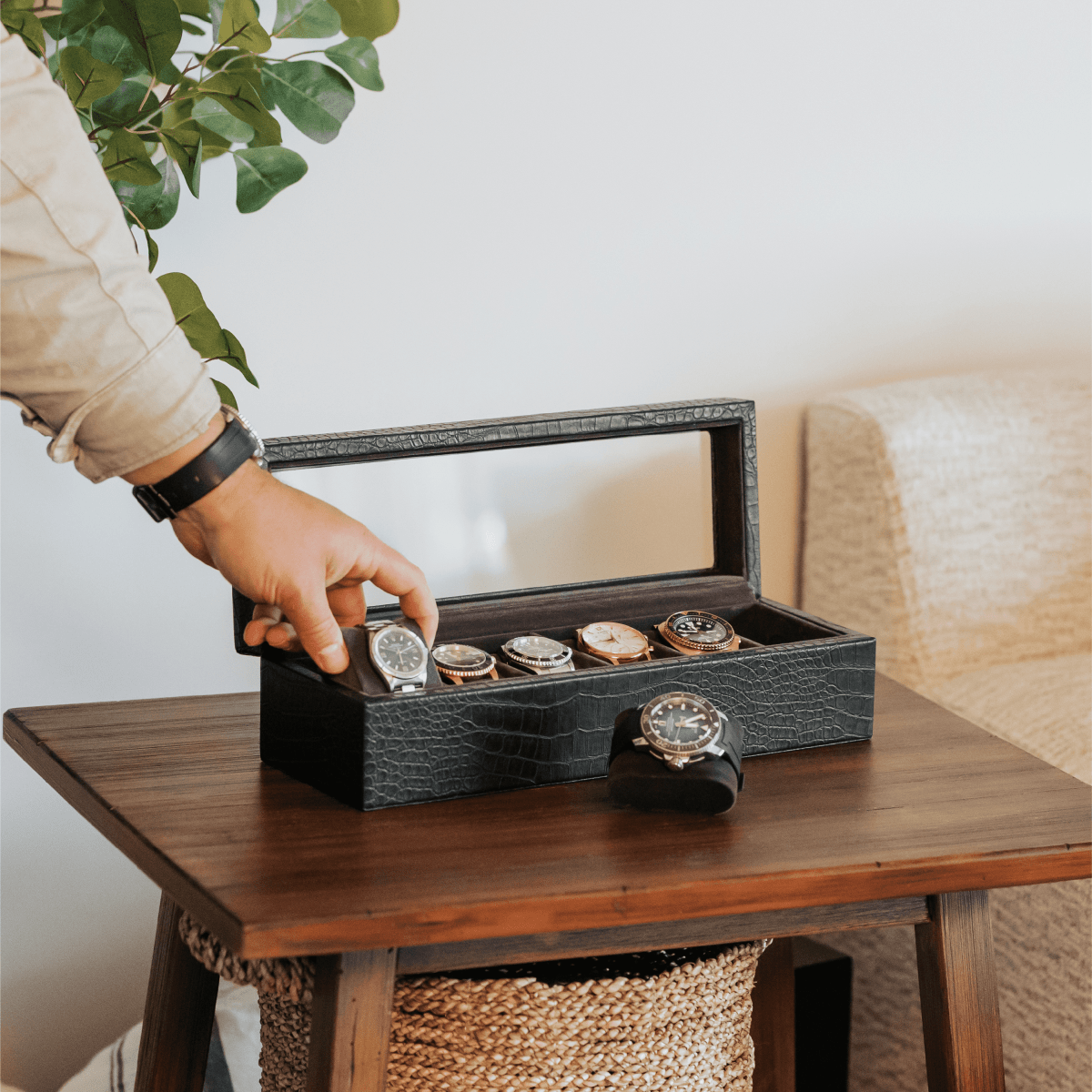 Unique Personalized Faux Crocodile Watch Box - 6 Slot Customized watch box Gifts for Men by Groovy Guy