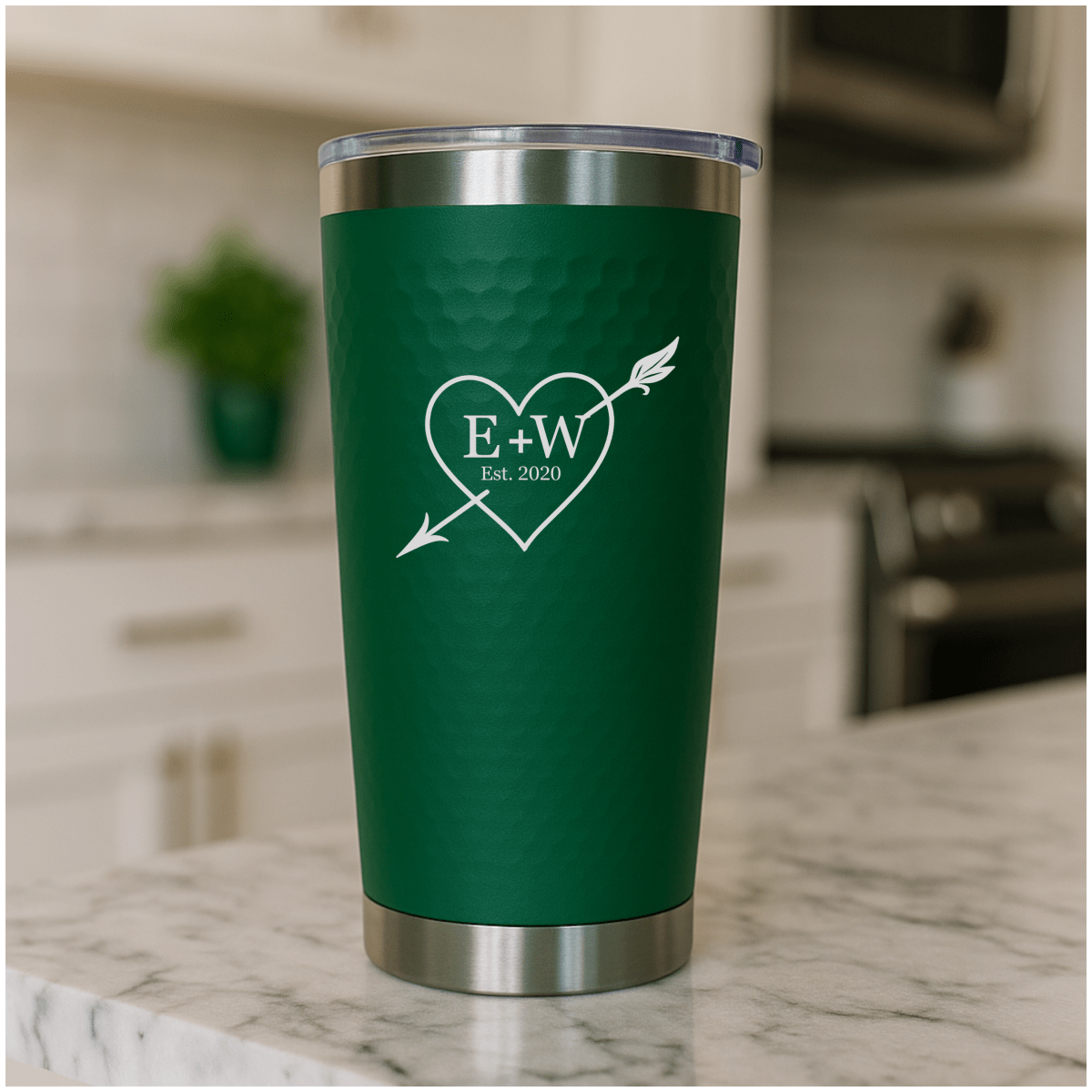Forever Yours personalized tumbler – green and white options