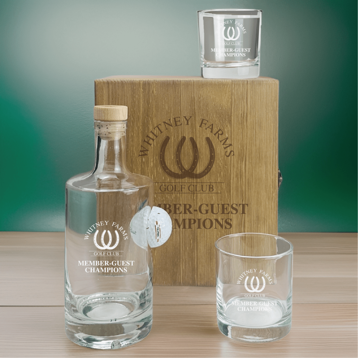Unique Personalized Custom Logo Golf Ball Decanter Set Customized Golf Outing Gifts for Men by Groovy Guy