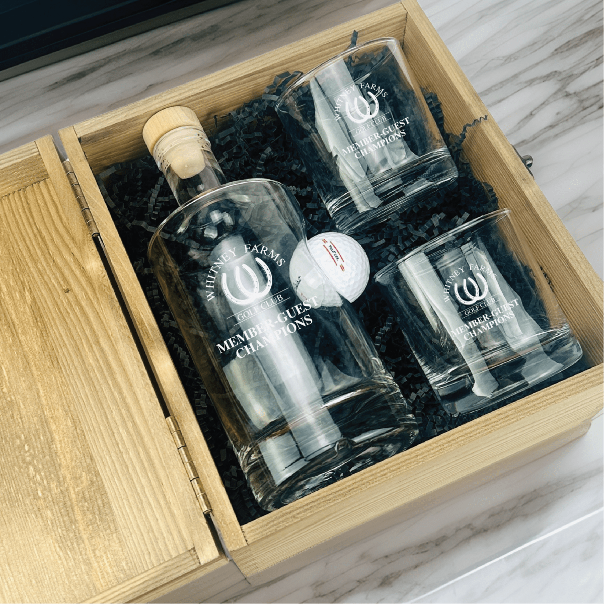 Unique Personalized Custom Logo Golf Ball Decanter Set Customized Golf Outing Gifts for Men by Groovy Guy