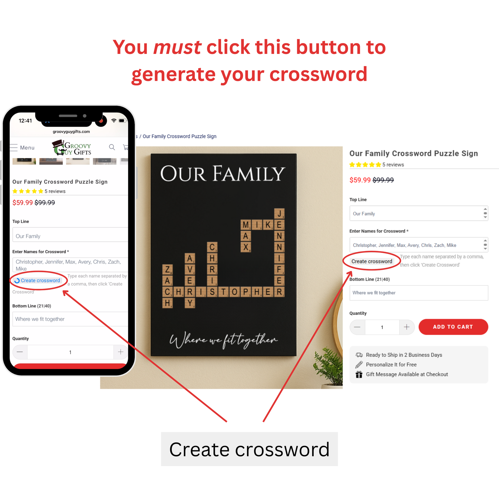 Our Family Crossword Puzzle Sign