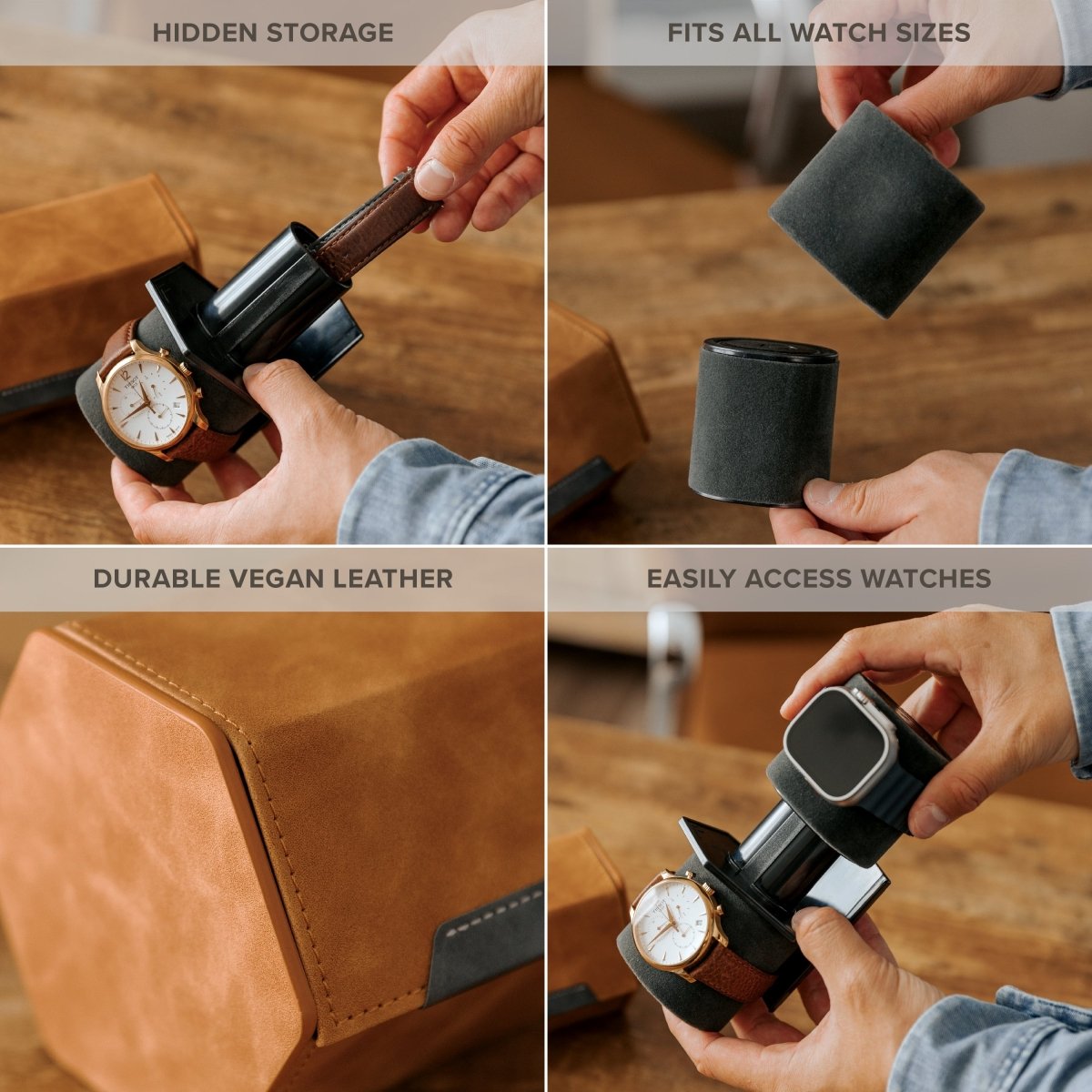 Unique Personalized HEX Travel Watch Roll - 2 Slot Customized watch case Gifts for Men by Groovy Guy