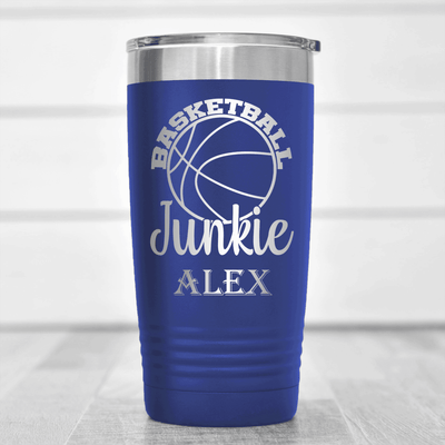 Blue Basketball Tumbler With Hoops Addict Visual Design
