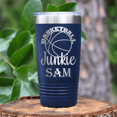 Navy Basketball Tumbler With Hoops Addict Visual Design