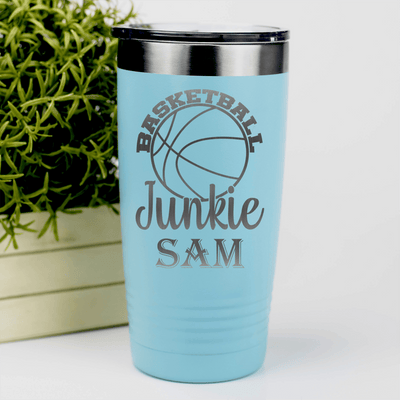 Teal Basketball Tumbler With Hoops Addict Visual Design