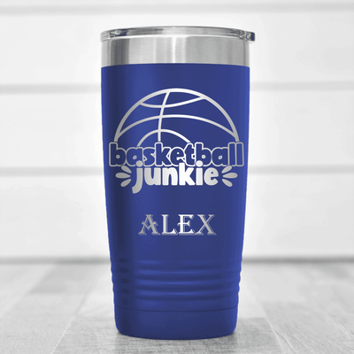Blue Basketball Tumbler With Hoops Obsession In Words Design
