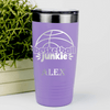 Light Purple Basketball Tumbler With Hoops Obsession In Words Design