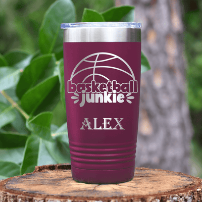 Maroon Basketball Tumbler With Hoops Obsession In Words Design